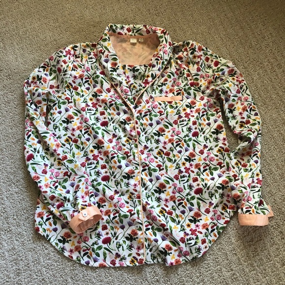 Anthropologie E Faux Silk Pajamas Sz XS Floral Pattern VGUC - Picture 6 of 14